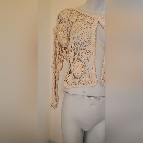 Crochet Flower Cardigan Sweater - Picture 4 of 6